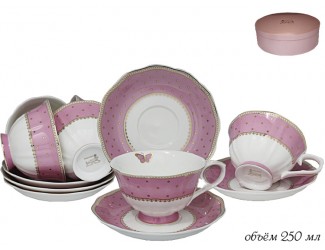 Набор чайных пар 12 предметов Lenardi 105-248 розовый