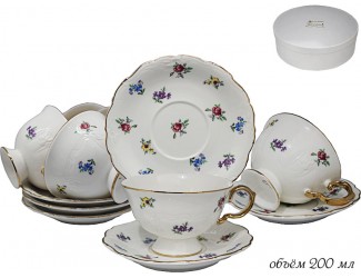 Набор чайных пар на 6 персон 12 предметов Lenardi Цветы 105-261