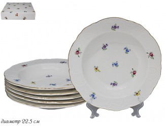 Набор из 6 глубоких тарелок 22.5см Lenardi Цветы 105-310