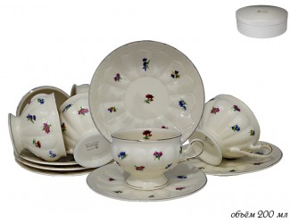 Набор чайных пар 12 предметов Lenardi Цветы слоновая кость 105-437