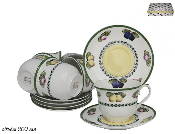 Набор чайных пар 12 предметов Lenardi Фрукты 105-561