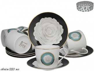 Набор чайных пар на 6 персон 12 предметов Lenardi Седая Роза 105-564