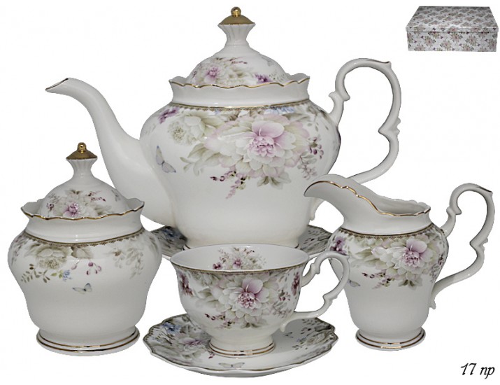 Чайный сервиз на 6 персон 17 предметов Lenardi Хризантемы 105-626