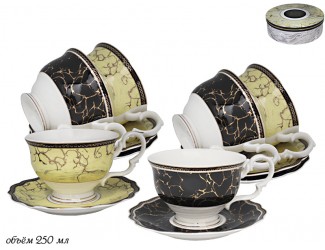 Набор чайных пар на 6 персон 12 предметов 250мл Lenardi Мрамор 105-655