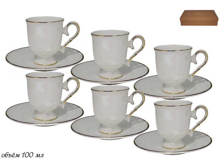 Набор кофейных пар на 6 персон 12 предметов Lenardi Перламутр 105-750
