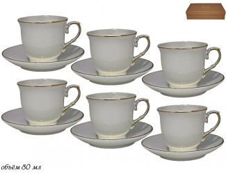 Набор кофейных пар на 6 персон 12 предметов Lenardi Перламутр 105-756