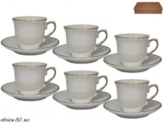 Набор кофейных пар на 6 персон 12 предметов Lenardi Перламутр 105-757