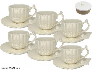 Набор чайных пар на 6 персон 12 предметов Жемчужина Lenardi белый 106-107
