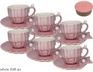 Набор чайных пар на 6 персон 12 предметов Жемчужина Lenardi розовый 106-108