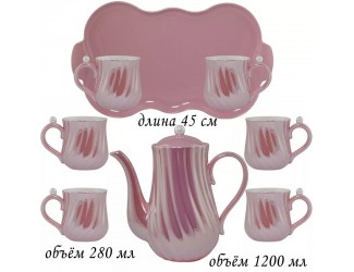 Чайный сервиз на 6 персон 8 предметов Lenardi 106-126 розовый