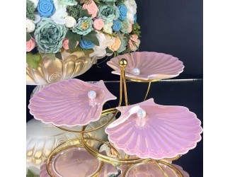 Набор из 3 салатников на подставке Lenardi 106-151 розовая