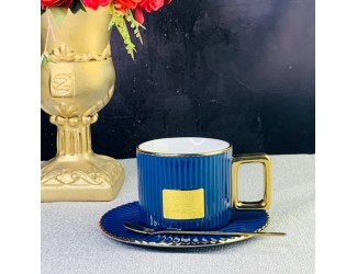 Чайная пара с ложкой 250мл Lenardi 106-160 синий