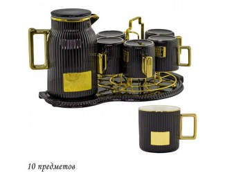 Чайный сервиз на 6 персон 10 предметов Lenardi 106-179 чёрный