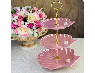 Трехъярусная  этажерка Lenardi Перламутр 106-204 розовая