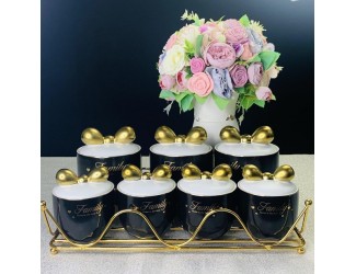 Набор из 7 банок для сыпучих на подставке Lenardi 106-207 чёрный