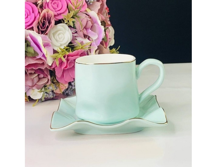 Набор чайных пар на 6 персон 12 предметов 260мл Lenardi 106-263 голубой