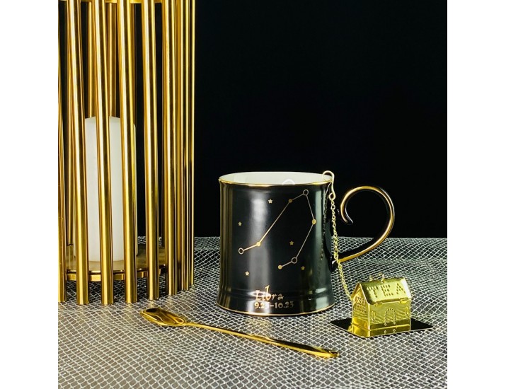 Кружка 360мл с ложкой и фильтром Lenardi 106-296 чёрная Весы