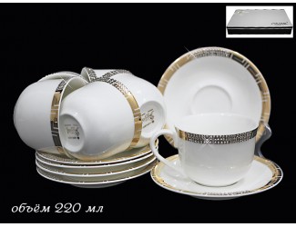 Набор чайных пар 12 предметов Lenardi Givenchi Gold 108-209
