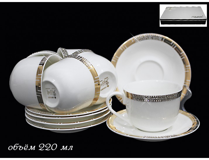 Набор чайных пар 12 предметов Lenardi Givenchi Gold 108-209
