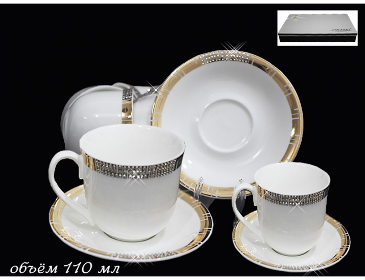 Набор кофейных пар 12 предметов Lenardi Givenchi Gold 108-210