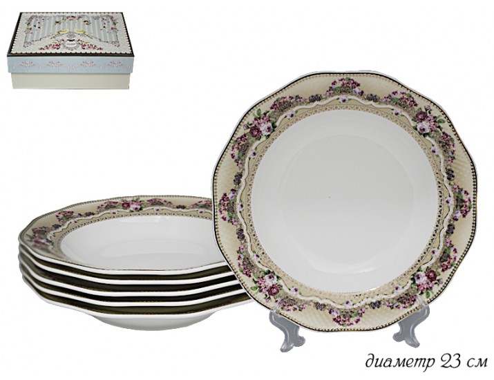 Набор из 6 глубоких тарелок 23см Lenardi Селена 108-259