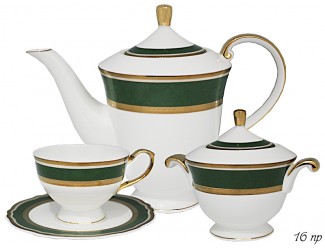 Чайный сервиз на 6 персон 16 предметов Lenardi зелёный 108-287