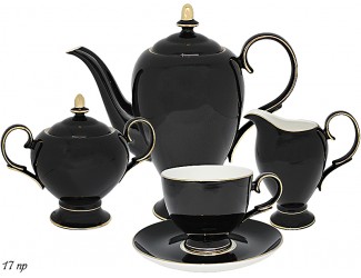 Чайный сервиз на 6 персон 17 предметов Lenardi чёрный 108-289