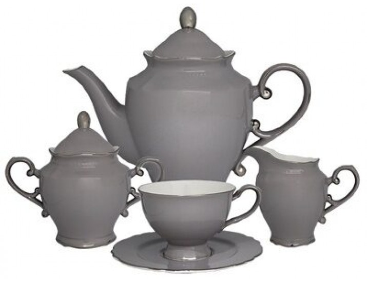 Чайный сервиз на 6 персон 17 предметов Lenardi Smoky серый 108-301