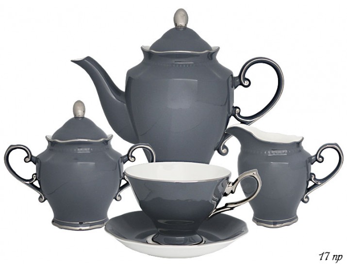 Чайный сервиз на 6 персон 17 предметов Lenardi серый 108-302
