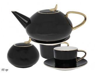 Чайный сервиз на 6 персон 16 предметов Lenardi 108-317 чёрный