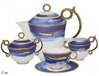 Чайный сервиз на 6 персон 17 предметов Lenardi Голубая лагуна 108-318