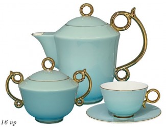 Чайный сервиз на 6 персон 16 предметов Lenardi голубой 108-343