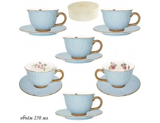 Набор чайных пар на 6 персон 12 предметов Lenardi голубой 109-009