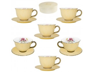 Набор чайных пар 12 предметов Lenardi жёлтый 109-011
