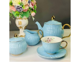 Чайный сервиз на 6 персон 15 предметов Lenardi 109-111 голубой