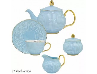 Чайный сервиз на 6 персон 15 предметов Lenardi голубой 109-111