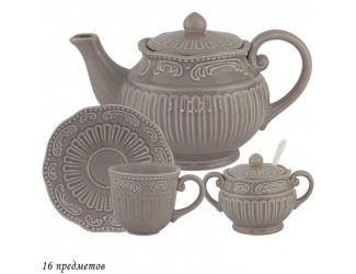 Чайный сервиз на 6 персон16 предметов Lenardi Бавария серый 110458