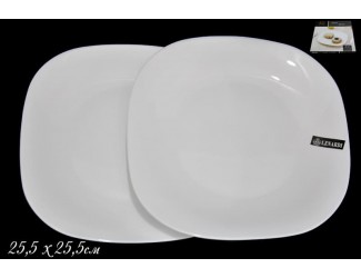 Набор из 2х квадратных тарелок  25,5см Lenardi White Опаловое стекло 115-084