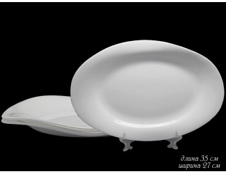 Набор овальных блюд из 4 шт 35,5см Lenardi White Опаловое стекло 115-090