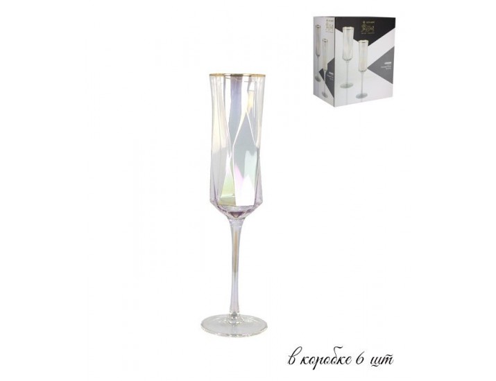 Набор из 6 фужеров для шампанского Lenardi Diamond  250мл 121-003