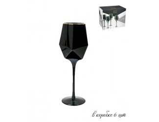 Набор из 6 стаканов для вина 680мл Lenardi Diamond чёрный 121-010