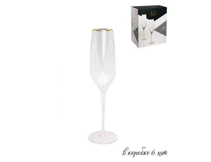 Набор из 6 фужеров для шампанского Lenardi Diamond 450мл 121-015