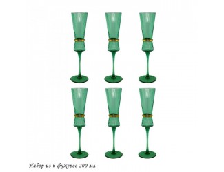 Набор стаканов для шампанского 6шт 200мл Lenardi Olimp Зелёный 121-026