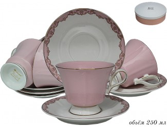 Набор чайных пар 12 предметов Lenardi 122-004, розовый