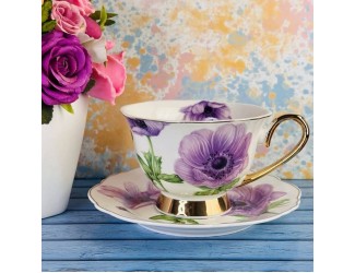 Набор чайных пар на 6 персон 12 предметов 240мл Lenardi 122-016 Лютики