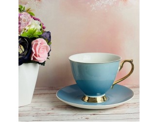 Набор чайных пар на 6 персон 12 предметов 230мл Lenardi 122-021 голубой