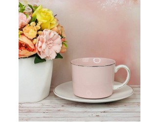 Набор чайных пар на 6 персон 12 предметов 230мл Lenardi 122-022 розовый