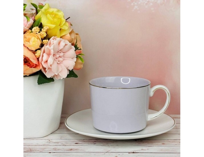 Набор чайных пар на 6 персон 12 предметов 230мл Lenardi 122-025 фиолетовый