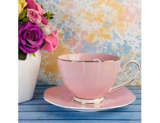 Набор чайных пар на 6 персон 12 предметов 250мл Lenardi розовый 122-028