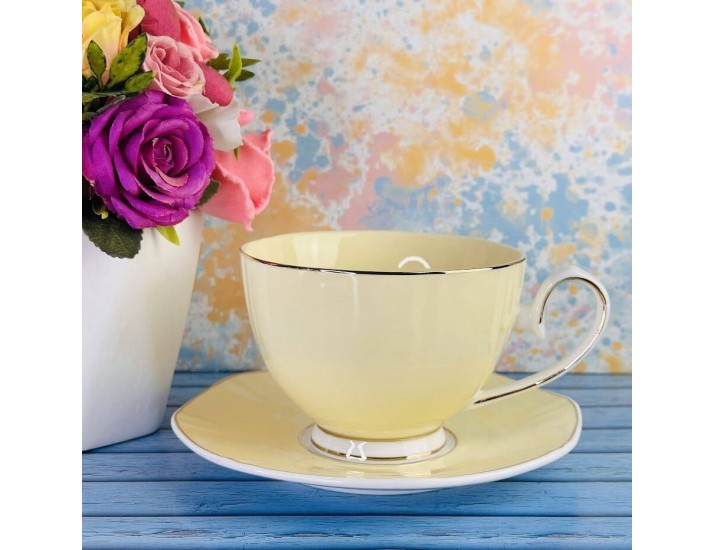 Набор чайных пар на 6 персон 12 предметов 250мл Lenardi 122-032 жёлтый